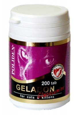 Polidex Gelabon Glucosamine, Полидекс. витамины для суставов для кошек и котят, 200 таб