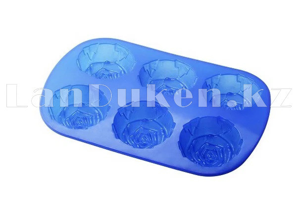 Silikonovaya forma dlya vypechki 6 yacheek v vide cvetka (golubaya) Силиконовая форма для выпечки 6 ячеек в виде цветка (голубая)