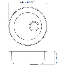 Мойка БУХОЛЬМЕН одинарная врезная 45x15 см ИКЕА, IKEA, фото 3