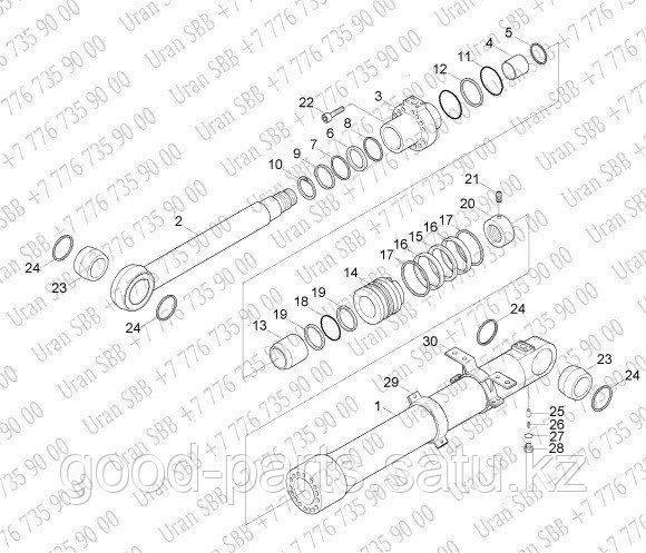 Ремкомплект гидроцилиндра (стрелы, ковша рукояти) Hyundai R305LC-7 - фото 2 - id-p54820079