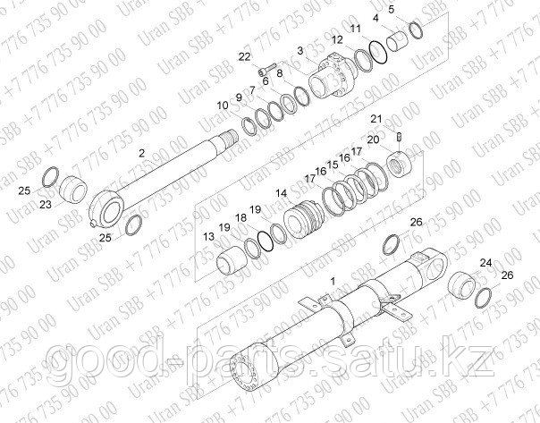 Ремкомплект гидроцилиндра (стрелы, ковша рукояти) Hyundai R305LC-7 - фото 3 - id-p54820079