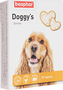Beaphar Doggy’s Senior, Беафар Догги'с Сеньор, Витаминизированное лакомство для собак старше 7лет, уп. 75табл.