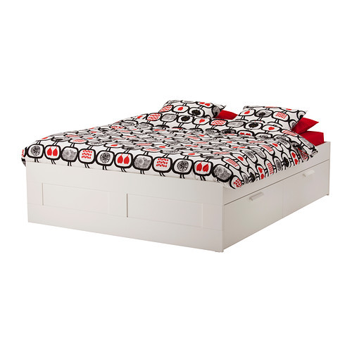 Кровать каркас БРИМНЭС с ящикоми белый 140х200 Лурой ИКЕА, IKEA