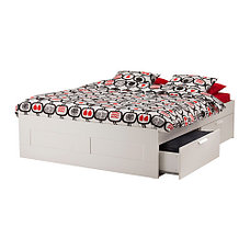 Кровать каркас БРИМНЭС с ящикоми белый 140х200 Лурой ИКЕА, IKEA, фото 2