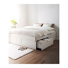Кровать каркас БРИМНЭС с ящикоми белый 140х200 Лурой ИКЕА, IKEA, фото 3