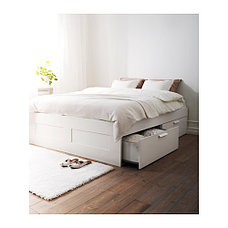 Кровать каркас с ящиками БРИМНЭС белый 160х200 Лурой ИКЕА, IKEA, фото 3