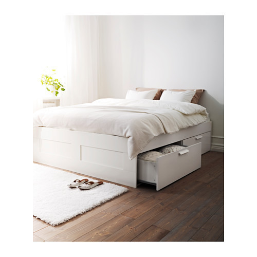 Кровать с ящиками БРИМНЭС белый 160х200 Лурой ИКЕА, IKEA - фото 5 - id-p6260174