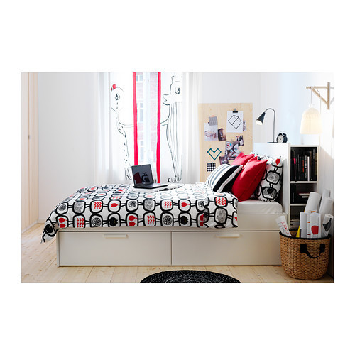 Кровать с ящиками БРИМНЭС белый 160х200 Лурой ИКЕА, IKEA - фото 6 - id-p6260174