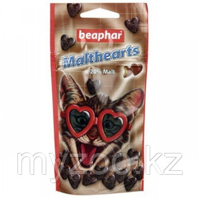 Beaphar Malt-Hearts, Беафар Сердечки для выведения шерсти из желудка кошек, 150табл.