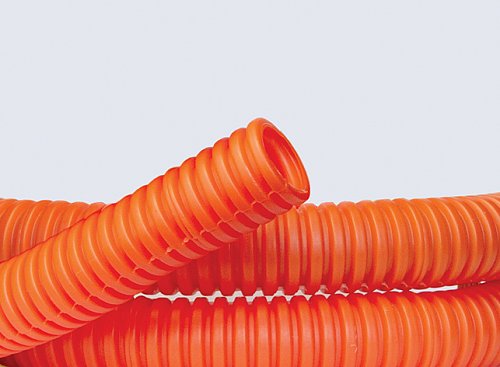 Труба ПНД гибкая гофр. д.16мм, тяжёлая без протяжки, 100м, цвет оранжевый - фото 1 - id-p70336135
