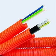 Электротруба ПНД гибкая гофр. д.16мм, цвет оранжевый, с кабелем ВВГнг(А)-LS 3х2,5мм² РЭК "ГОСТ+", 25м
