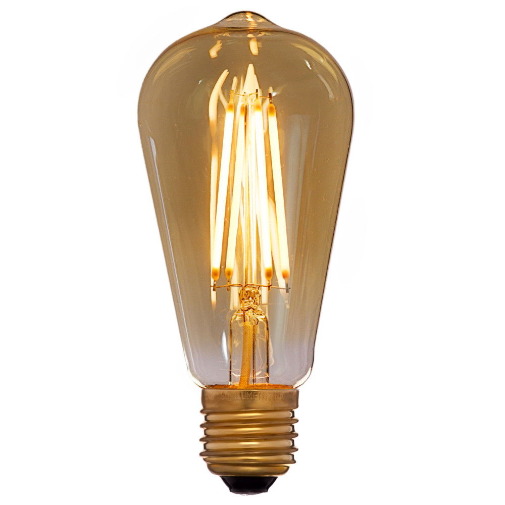 Лампа светодиодная декоративная Filament, груша, янтарный, E27, 4W, 6W 8W 220V, теплый - фото 1 - id-p70342355