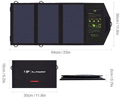 Солнечное зарядное устройство ALLPOWER 21 Вт (влагозащищенная складная солнечная панель с двойным usb-портом)