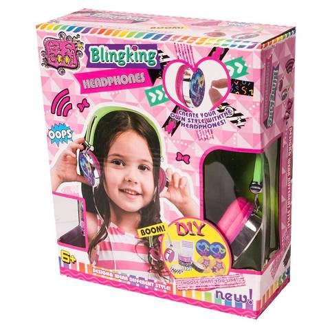 Наушники детские проводные с набором для декорирования Blingking JX20273 (Розовый)