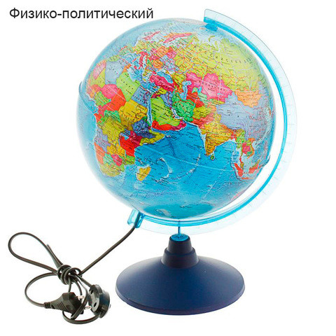 Глобус с подсветкой от сети Globen «Классик Евро» {физический, политический, рельефный} (физический / 15 см) - фото 6 - id-p70348351