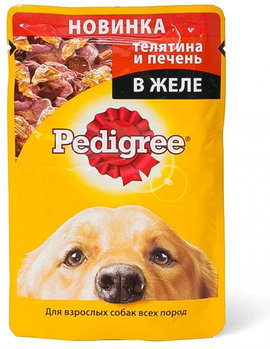 Влажный корм Педигри для взрослых собак с телятиной и печенью желе 85 гр