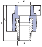Переход Wavin Ekoplastik PPR с металлической наружной резьбой "dGK", R 3/4", d 20  SZE02025XX, фото 3