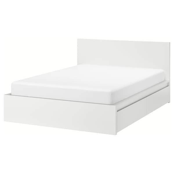 Кровать+ 4 ящика МАЛЬМ белый 180х200 Леирсунд ИКЕА, IKEA