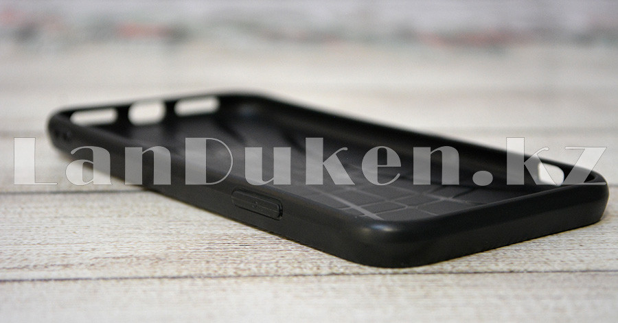 Чехол на iPhone X прорезиненный с кармашком чёрный с принтом белого медведя - фото 3 - id-p70386710