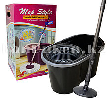 Набор для уборки двойное ведро с отжимом и швабра микрофибра Mop Style 707 чёрный