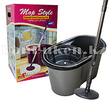 Набор для уборки двойное ведро с отжимом и швабра микрофибра Mop Style 707 серый