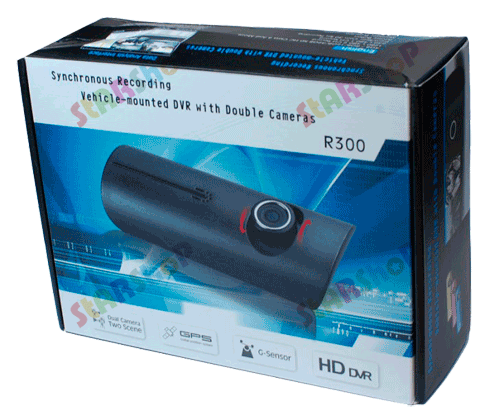 Авто-видеорегистратор DVR-R300 с 2 камерами, GPS и G-сенсором - фото 4 - id-p70442590