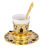 Набор кофейный "Темная ночь"(тарель, чашка, ложка) Златоуст