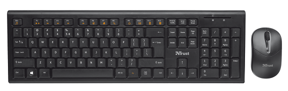 Trust NOLA Комплект клавиатура+мышь RU беспроводной черный