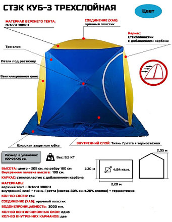 Зимняя палатка СТЭК куб-3 пр-во Россия