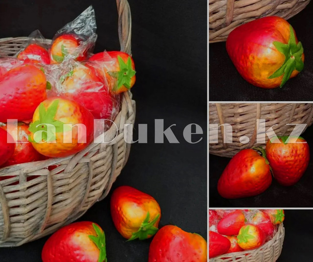 Искусственная ягода Клубника объемный муляж декоративные фрукты ягоды (красно-желтый)
