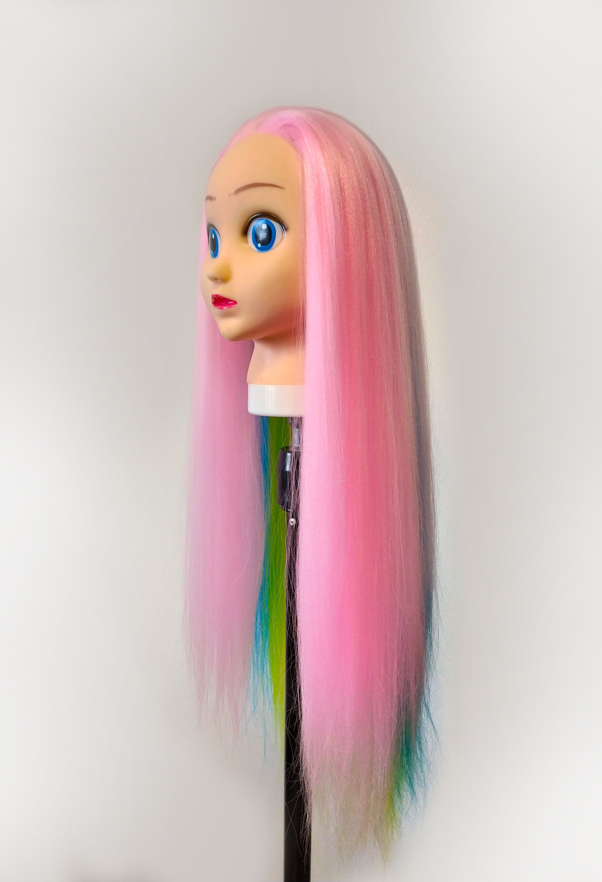 Голова-манекен аниме розовый волос искусственный 60 см - фото 3 - id-p70477433