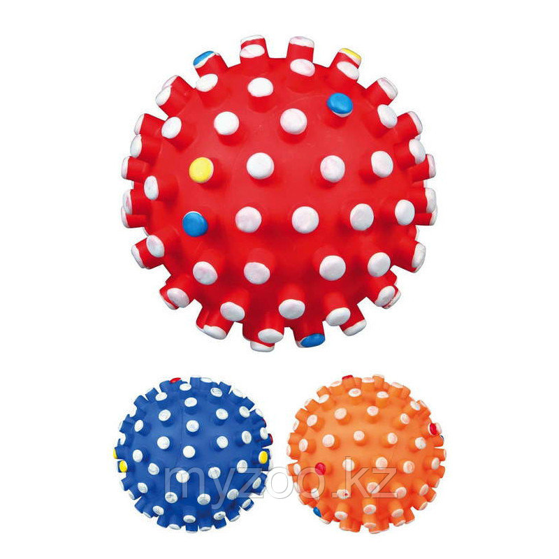 Игрушка для собак, мяч с шипами, со звуком, винил. Разный цвет. ø 12 cm