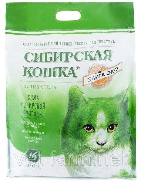 Наполнитель Сибирская кошка Элитный 16 л силикагель ЭКО
