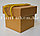 Коробка картонная крафт с отделяемой крышкой с золотистыми шнурками 13см S, фото 2