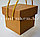 Коробка картонная крафт с отделяемой крышкой с золотистыми шнурками 18см M, фото 3