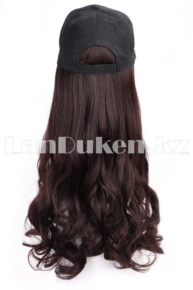 Кепка-парик с волнистыми волосами синтетический каштановый блестящий 2\33 - фото 5 - id-p70765940