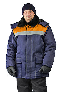 Синяя зимняя мужская рабочая куртка Урал