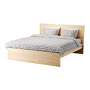 Кровать каркас МАЛЬМ дубовый шпон беленый 180х200 Лурой ИКЕА, IKEA  