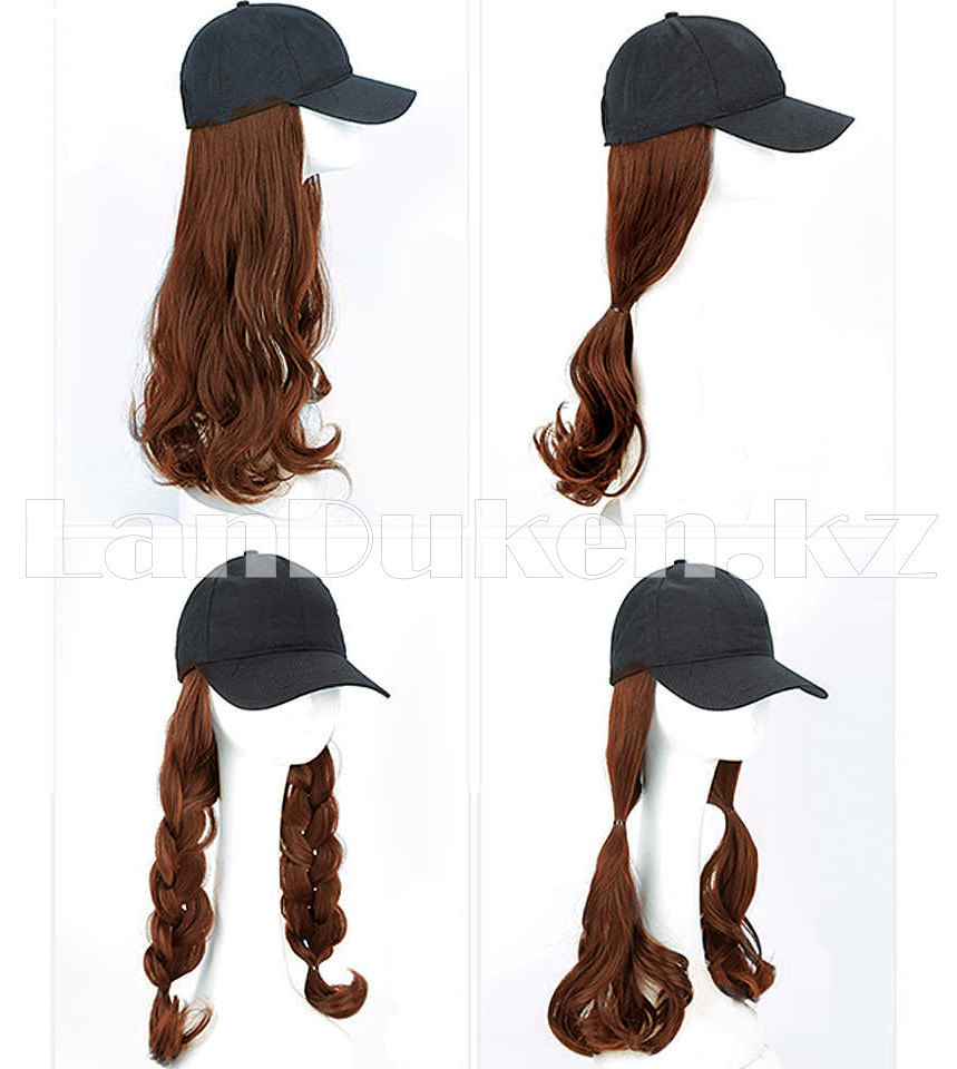 Кепка-парик с волнистыми волосами синтетический светло-каштановый блестящий 2\30 - фото 3 - id-p70775198
