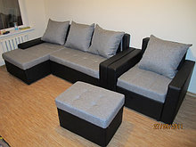 Вариант расцветки  и компановки углового дивана  в комплекте с креслом и пуфиком