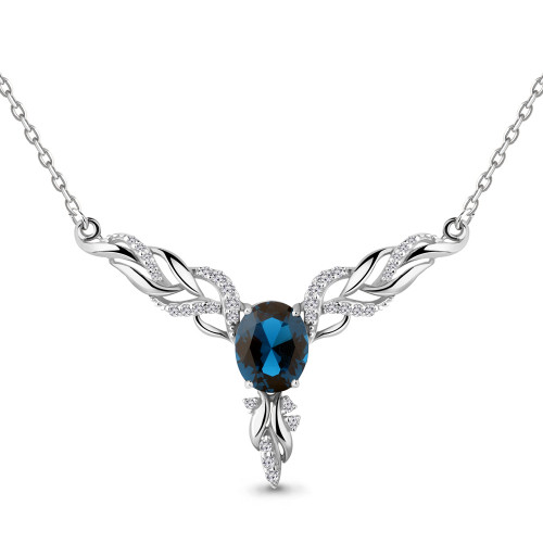 Колье из серебра с нанотопазом лондон синт. Aquamarine 7354793А.5