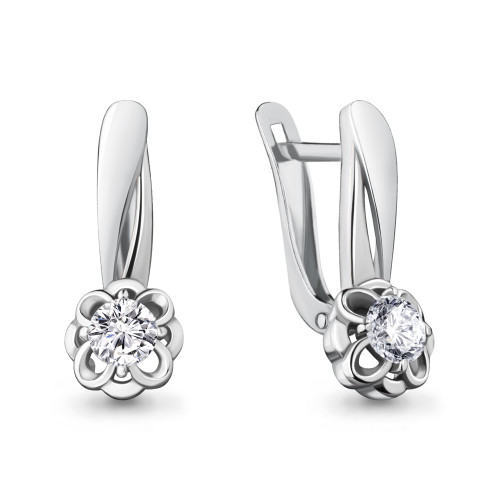 Серьги из серебра с фианитом Aquamarine 48196А.5