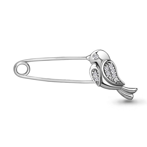 Серебряная булавка с фианитом Aquamarine 77348А.5