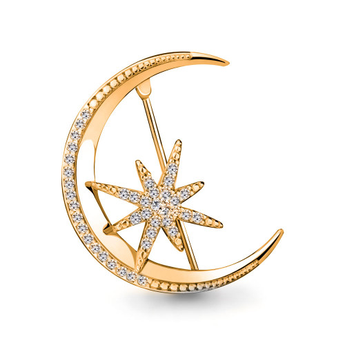 Серебряная брошь с фианитом Aquamarine 72782А.6