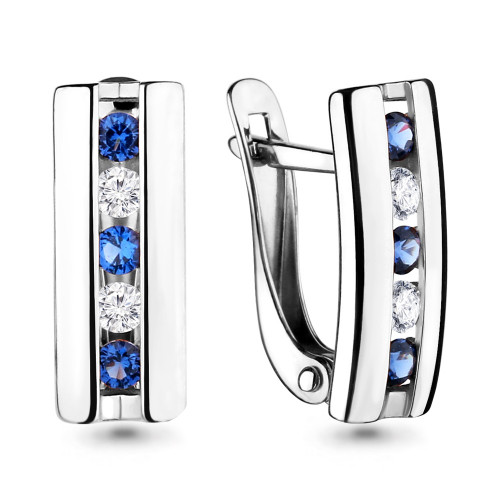 Серебряные серьги с фианитом Aquamarine 46112Н.5