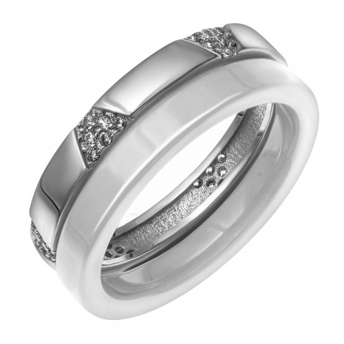 Серебряное кольцо с керамикой и фианитом Teosa CR-2495-W