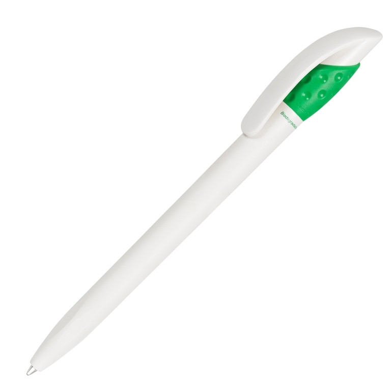 Ручка шариковая GOLF GREEN, белый/белый, пластик