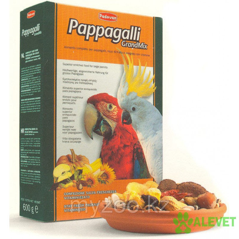 Padovan Корм GRANDMIX Pappagalli комплексный/основной д/крупных попугаев (600г)