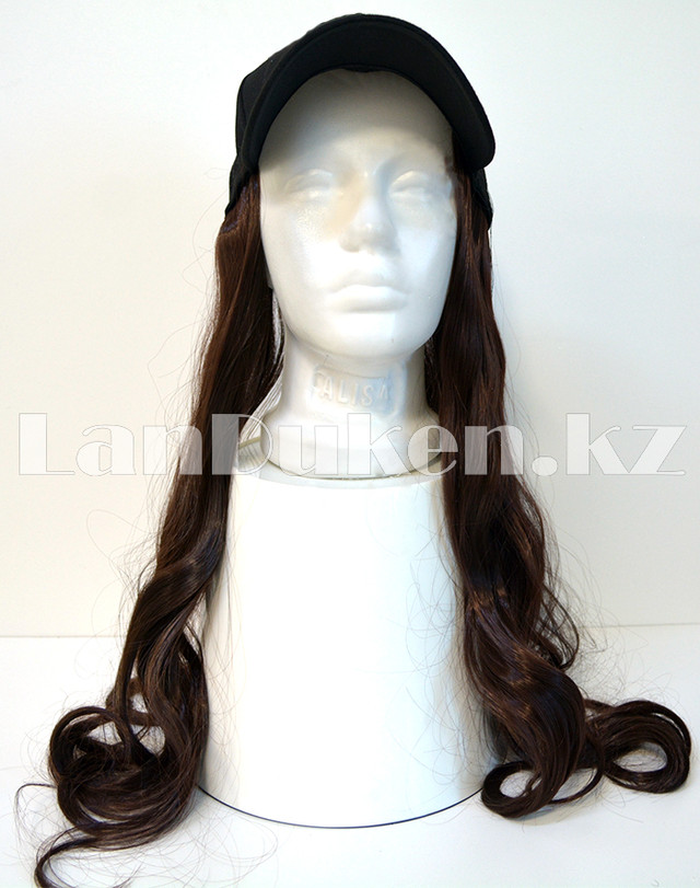 Кепка-парик с волнистыми волосами синтетический светло-каштановый блестящий