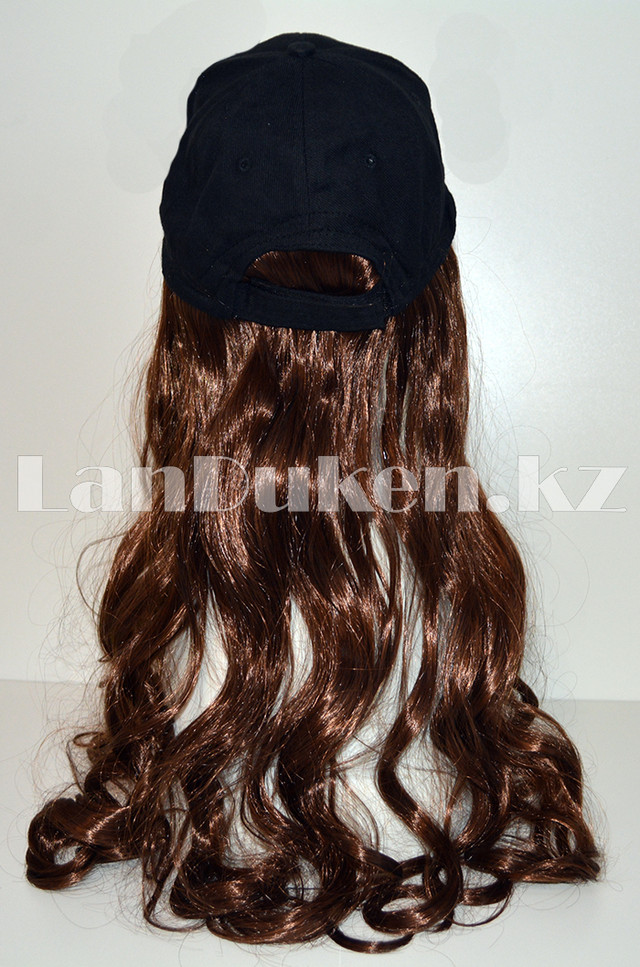 Кепка-парик с волнистыми волосами синтетический светло-каштановый блестящий